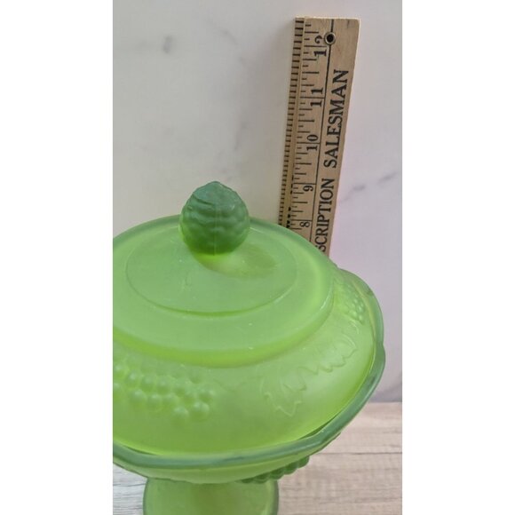 Vtg  Indiana Glass candy dish compote satin frosted glass  Farmhouse cottage - Picture 6 of 8